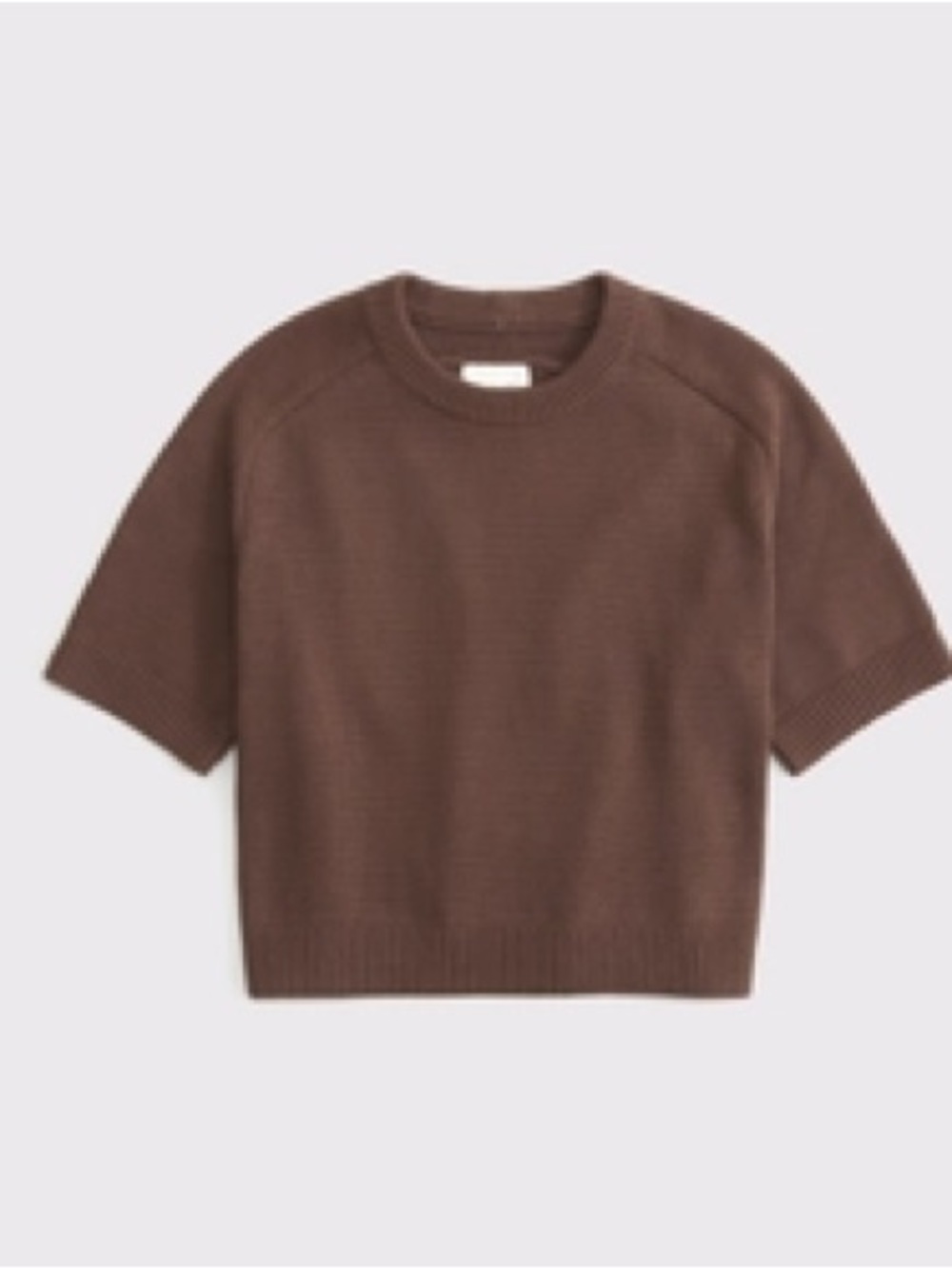 Women's The A&F Madeline Crew Sweater Tee Brown Short Sleeve Knit Sweater